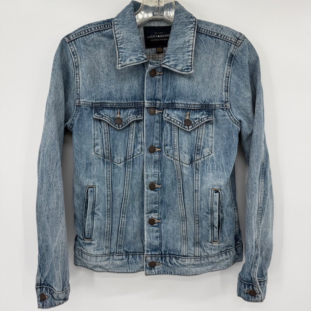 Lucky Brand Tomboy Trucker Jacket Women Size S Small Blue Denim Cotton